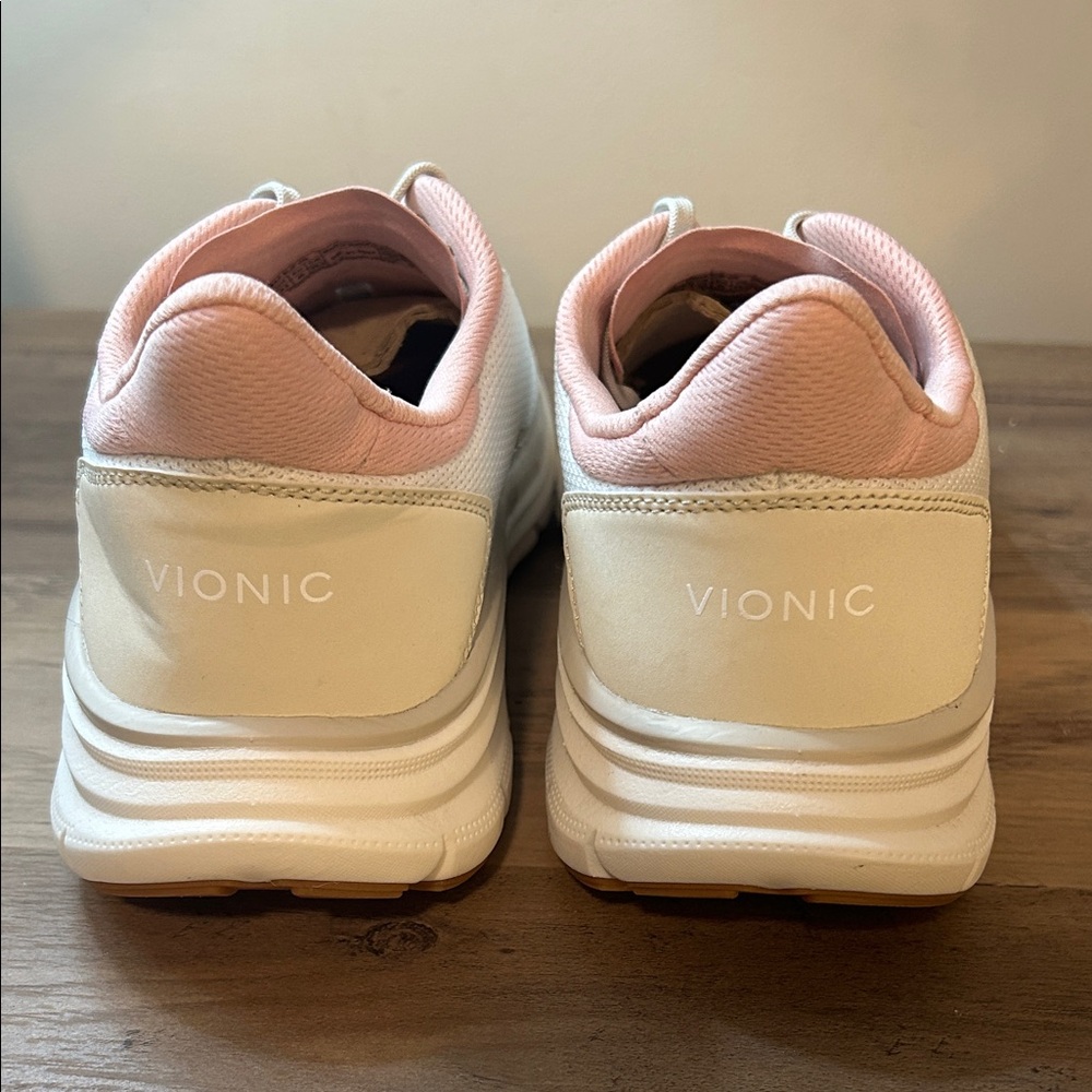 Vionic Women's Sneakers in White, Pink, Tan - Picture 6 of 9